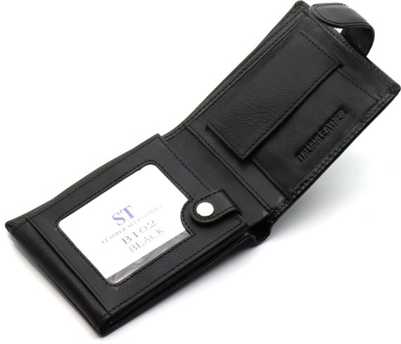 Класичне чоловіче портмоне з натуральної шкіри ST Leather В102 Чорний | Зображення 4