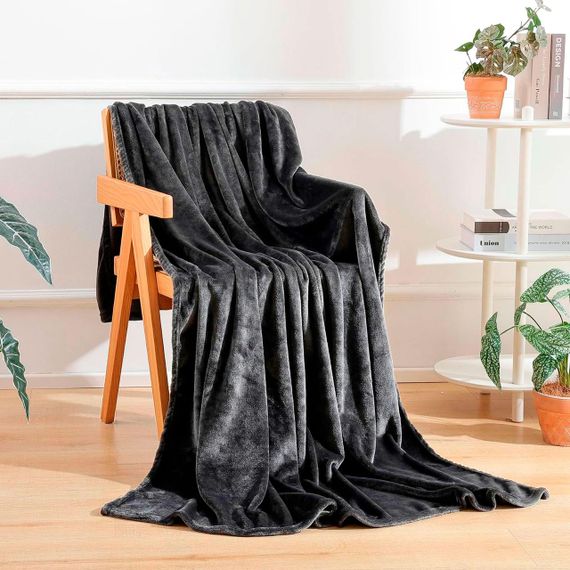 Плед флісовий темно-сірий Love You 200 x 220 см