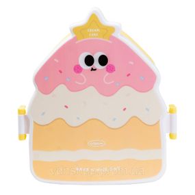 Детский ланч бокс на две секции 950 мл пластиковый с вилкой и ложкой "Пирожное" Желтый HP12271Y