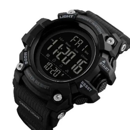 Водостійкий тактичний годинник SKMEI 1384BK BLACK | Годинник спортивний | Годинник HA-517 скмей чоловічий