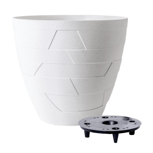 Вазон Керамо зі вставкою 36,5*32,5см біла троянда бетон Алеана