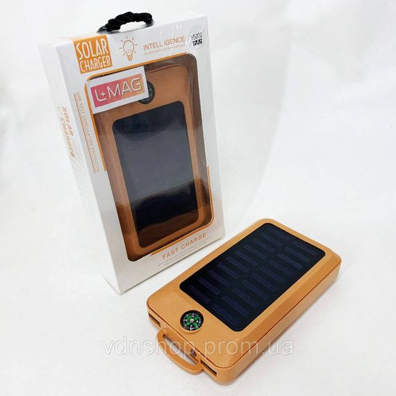 УМБ Power Bank Solar 18000 mAh мобильное зарядное с солнечной панелью и лампой, Power Bank Charger Orange MB-24