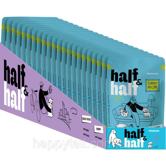 Влажный корм Half&Half Turkey для щенков кусочки индейки в соусе полнорационный пауч 100 г | Зображення 2