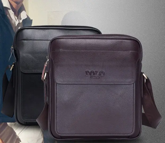 Сумка планшет мужская через плечо Поло Коричневая (685) | Зображення 9