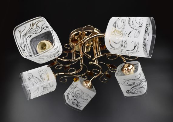 Люстра стельова на 5 лампочок 25446 Золото 27х57х57 см. | Зображення 1