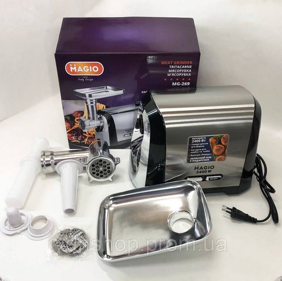 Електрична настільна м'ясорубка з насадками Magio MG-269 2400 W, М'ясорубки з реверсом IW-38 | Зображення 2