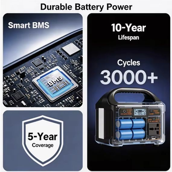 Портативна електростанція 200W — LiFePO4 батарея, з функцією UPS, розеткою 220В, швидкою зарядкою PD та сонячним входом. | Зображення 4