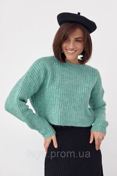 В'язаний укорочений джемпер oversize колір м'ятний FL_000858 | Зображення 5