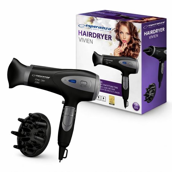 Фен для волос Esperanza EBH005K, 2200 Вт, ионизация, диффузор, концентратор, холодный воздух | Зображення 4