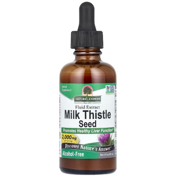 Расторопша Nature's Answer Milk Thistle Seed, Fluid Extract, Alcohol-Free 2000 mg 60 ml /30 servings/