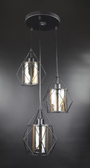 Люстра підвісна LOFT на 3 лампочки 26190 Чорний 40-110х35х35 см.