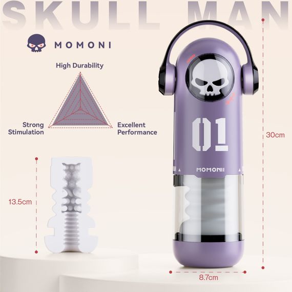 Мастурбатор автоматичний фрикційний BeYourLover SKULL MAN Momonii 01 з вібрацією та підігрівом Sex Aura | Зображення 6