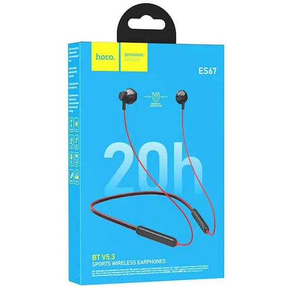 Bluetooth Навушники Hoco ES67 Perception neckband Red | Зображення 3