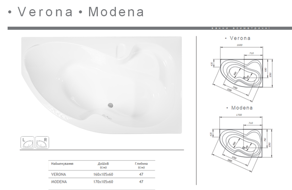 Акриловая ванна Redokss San VERONA 1600x1050 правая | Зображення 3