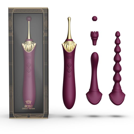 Мультифункціональний вібратор Zalo — Bess 2 Velvet Purple, 4 насадки, підігрів | Зображення 1
