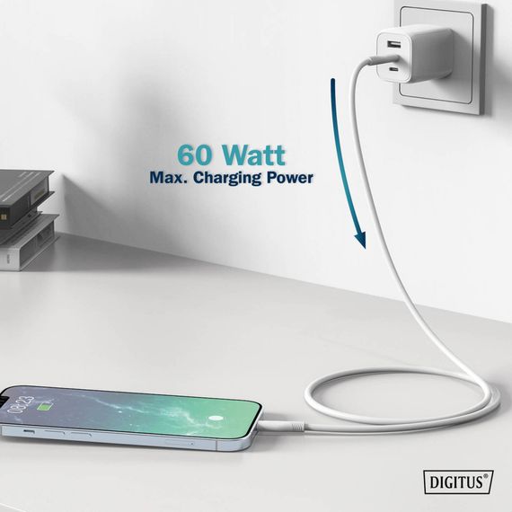 Дата кабель USB-C to Lightning 1.0m USB 2.0 60W silicone white Digitus (AK-600110-010-W) | Зображення 9