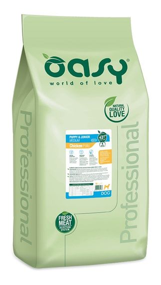 Корм OASY LIFESTAGE Puppy & Junior Medium сухой с курицей для щенят средних пород 18 кг