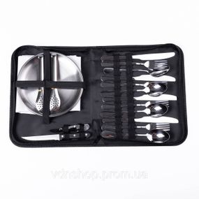 Набір посуду для пікніка на 4 особи 24 предмети Сріблястий HP-21-1