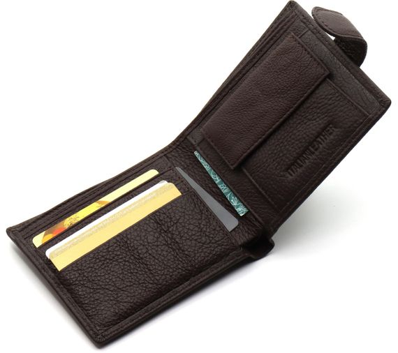 Шкіряне чоловіче портмоне на кнопці ST Leather ST104 Коричневе | Зображення 4