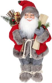 Фігура «Санта з лижами» 41см (м'яка іграшка), червоний