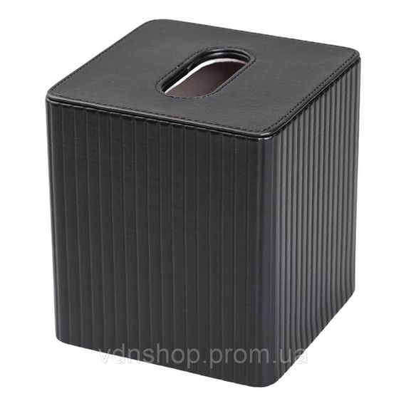 Серветниця з екошкіри квадратна 13х13х14.5 см органайзер для серветок на стіл, Чорний HP-3-201B | Зображення 2