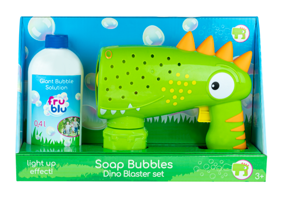 Мильні бульбашки FRU BLU Бластер Діно з розчином 0.4 л. (світловим ефектом)