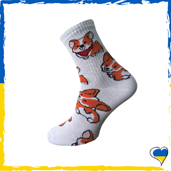 Шкарпетки жіночі принт Коргі. Шкарпетки з приколами. Носки принт 36-40