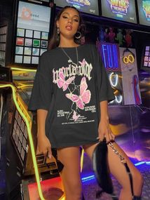 Футболка женская с принтом повседневная S Черная