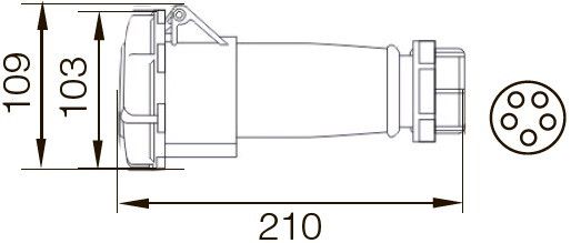 Розетка 2252 переносна 3Р+РЕ+N 32А 380В IP67 Ny95502057 | Зображення 1