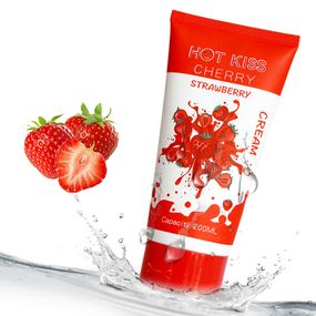 Лубрикант Hot Kiss Полуниця на водній основі 200 мл червоний 23320