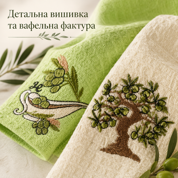 Набір вафельних рушників 2 шт 40х60 см кухонні рушники з бавовни комплект рушників для кухні та дому | Зображення 2