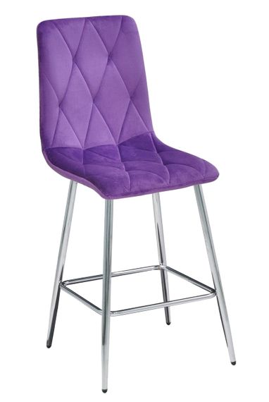 М'який напівбарний стілець на хромованих металевих ногах Fred Bar 65-CH, м'яка оббивка велюр пурпурний OR-857 | Зображення 6