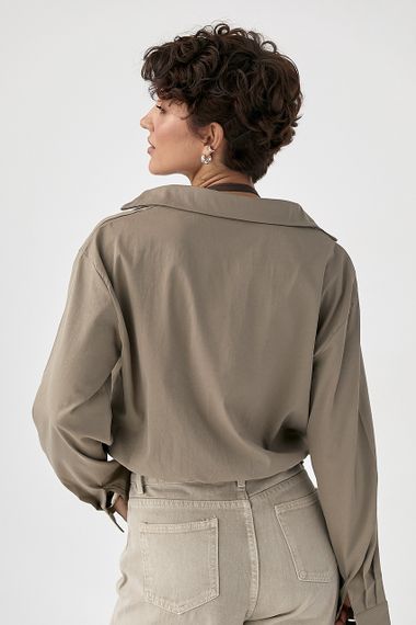 Коротка сорочка у комплекті з майкою в рубчик - кавовий цвет, ONE SIZE (є розміри) | Зображення 1