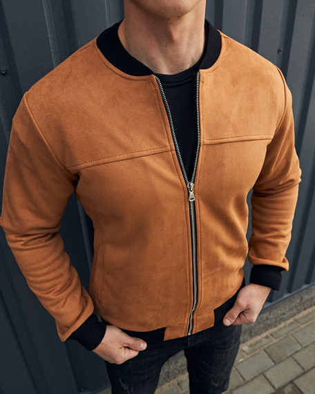 Бомбер замшевый бежевый S | Зображення 2