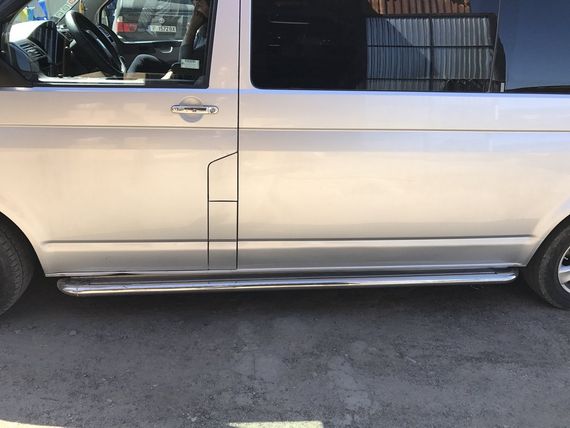 Боковые пороги Premium (2 шт, нерж) 42 мм, короткая база для Volkswagen T5 Caravelle 2004-2010 гг | Зображення 1
