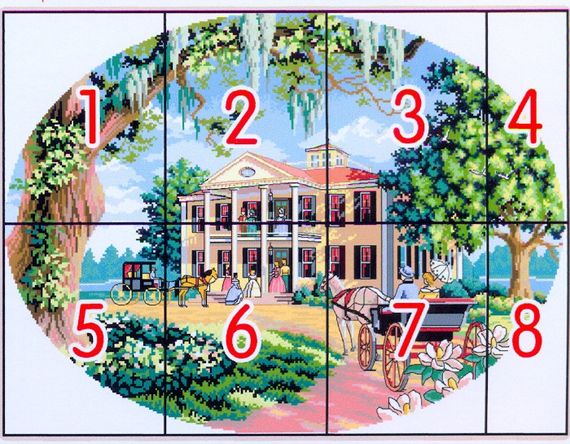 Набір для вишивання хрестиком по нанесеному на канву схемі "South estate". AIDA 14CT printed 61*48 см | Зображення 2