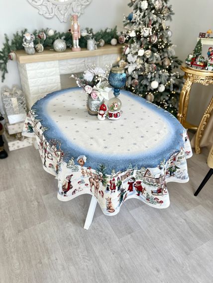 Скатертина гобеленова овальна HENKEL OVAL Limaso, 137х180, Овальна, Новорічний, Срібний люрекс, 60% поліестер, 24% бавовна, 16% акрил, Гобелен | Зображення 3
