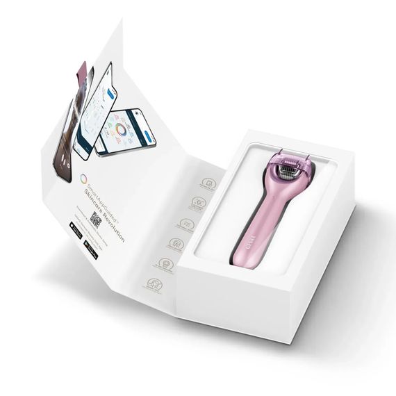 Электронный роллер для лица с микроиглами GESKE MicroNeedle Face Roller 9в1 gray, Розовый | Зображення 8