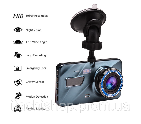 Видеорегистратор для автомобиля c задней камерой Dual Lens A10/F9/V2 Full HD 1080 H31 3,5 дюйма | Зображення 4