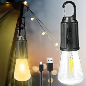 Лампочка с аккумулятором + карабин, от USB, BL HK-169C / Подвесная LED лампочка / Фонарь для кемпинга