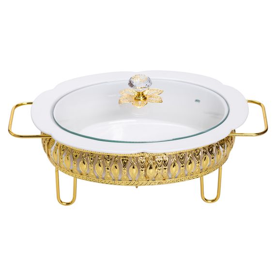 Настольная мармитница 32×23×14 (см) фарфоровая 1.2 (л) на металлической подставке HP-26-8 | Зображення 5