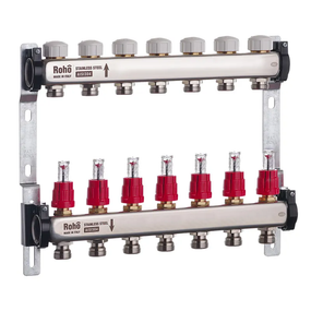 Коллектор с расходомером и термостатическими клапанами Roho R804-07 - 1"х 7-х. (RO0039)