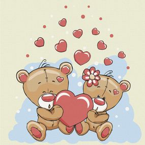 Картина по номерам. "Пара мишек" 30х30 15537-AC