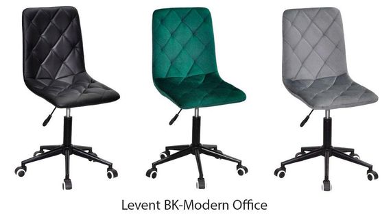 Стілець з коліщатками Levent BK-Modern Office, на чорній ніжці-хрестовіні, м'яка оббивка