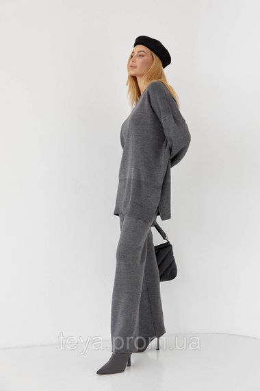 В'язаний брючний костюм oversize колір темно-сірий розмір S FL_000821 | Зображення 4