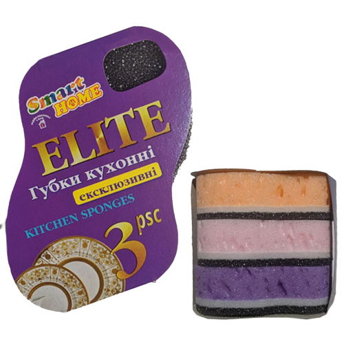 Губка кухонна 3шт Elite Home SMART