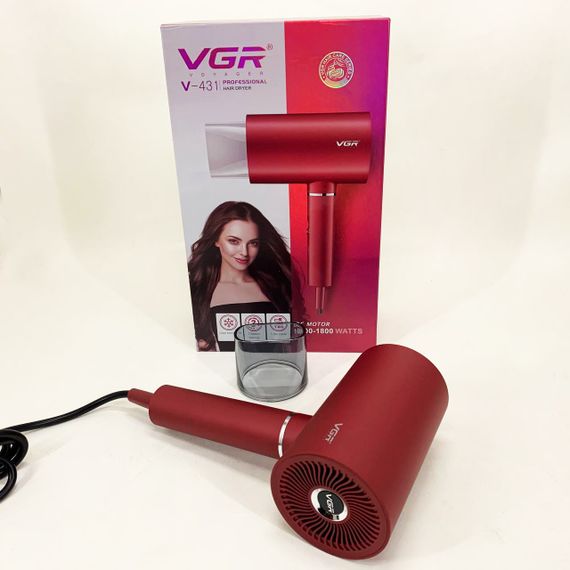 Професійний фен для волосся VGR V-431 потужністю 1600-1800 Вт із режимом холодного повітря. Колір: червоний | Зображення 8
