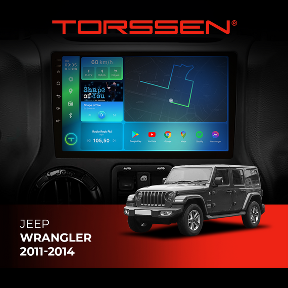 Штатна магнітола Torssen Jeep Wrangler 11-14 NF9 Carplay