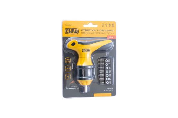 Викрутка T-подібна реверсивна посилена з бітами CrV 16 в 1 СИЛА 3020291 | Зображення 1