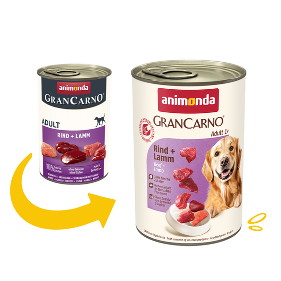 Корм вологий GranCarno Adult Beef Lamb для дорослих собак з яловичиною і ягнятиною 400 г | Зображення 1